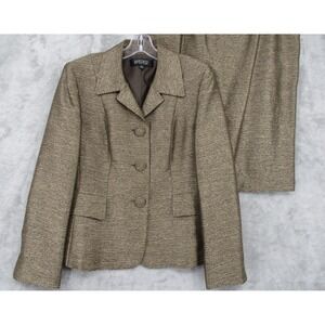 Kasper‎ Skirt Suit 10 Metallic Blazer Pockets Career Corporate Office Bronze New
